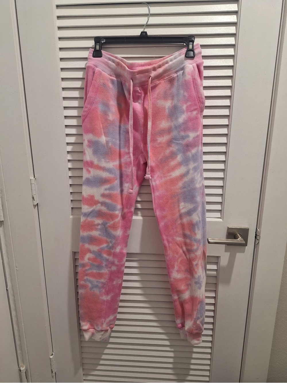 Womans Tie-Dye Fleece Jogger Pants - Pink Multi
